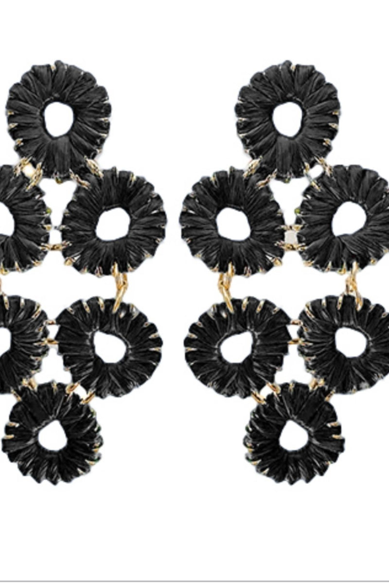 Raffia Wrapped Teardrop Link Earrings