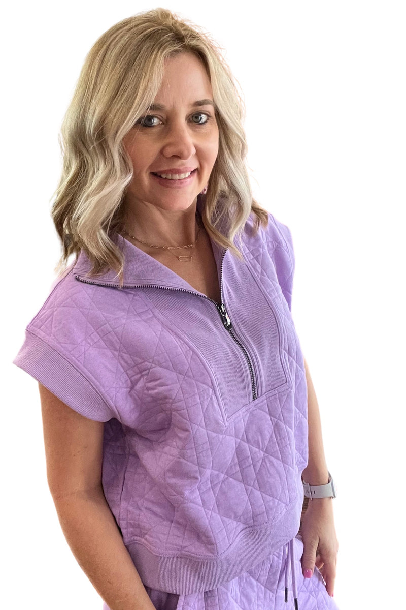 Quilted 1/4 Zip Top