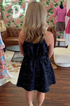 Navy Floral Halter Dress