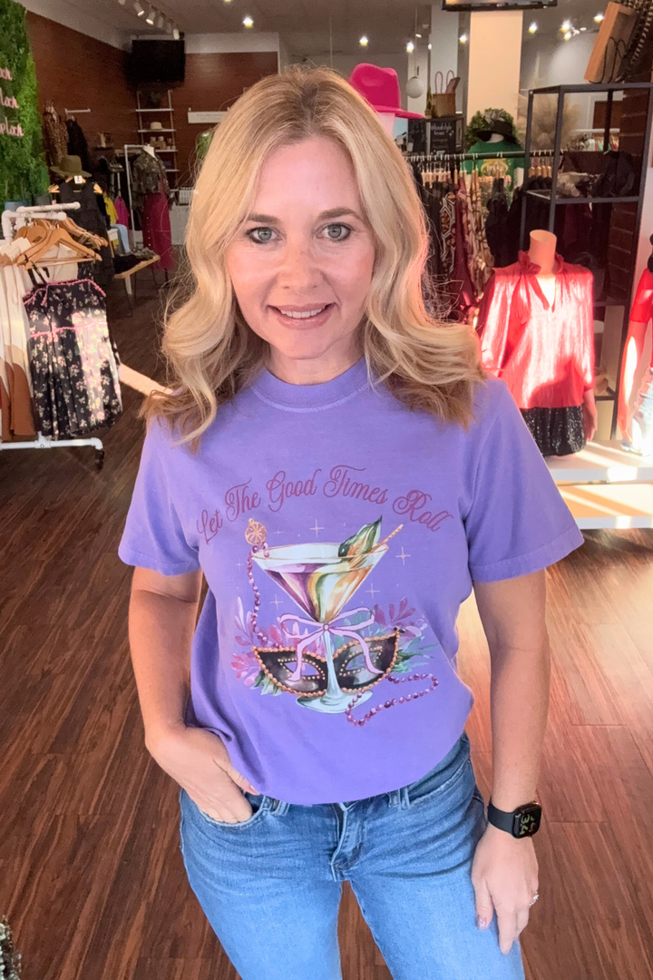 Celebrate the spirit of Mardi Gras in this garment-dyed Comfort Colors heavyweight tee. Featuring a vibrant DTF-printed graphic that captures the essence of New Orleans festivities, this unisex shirt delivers comfort and style for any occasion. The relaxed fit, reinforced crew neck, and shoulder-to-shoulder twill tape ensure durability through countless wears, while the soft, lived-in fabric resists shrinkage. 