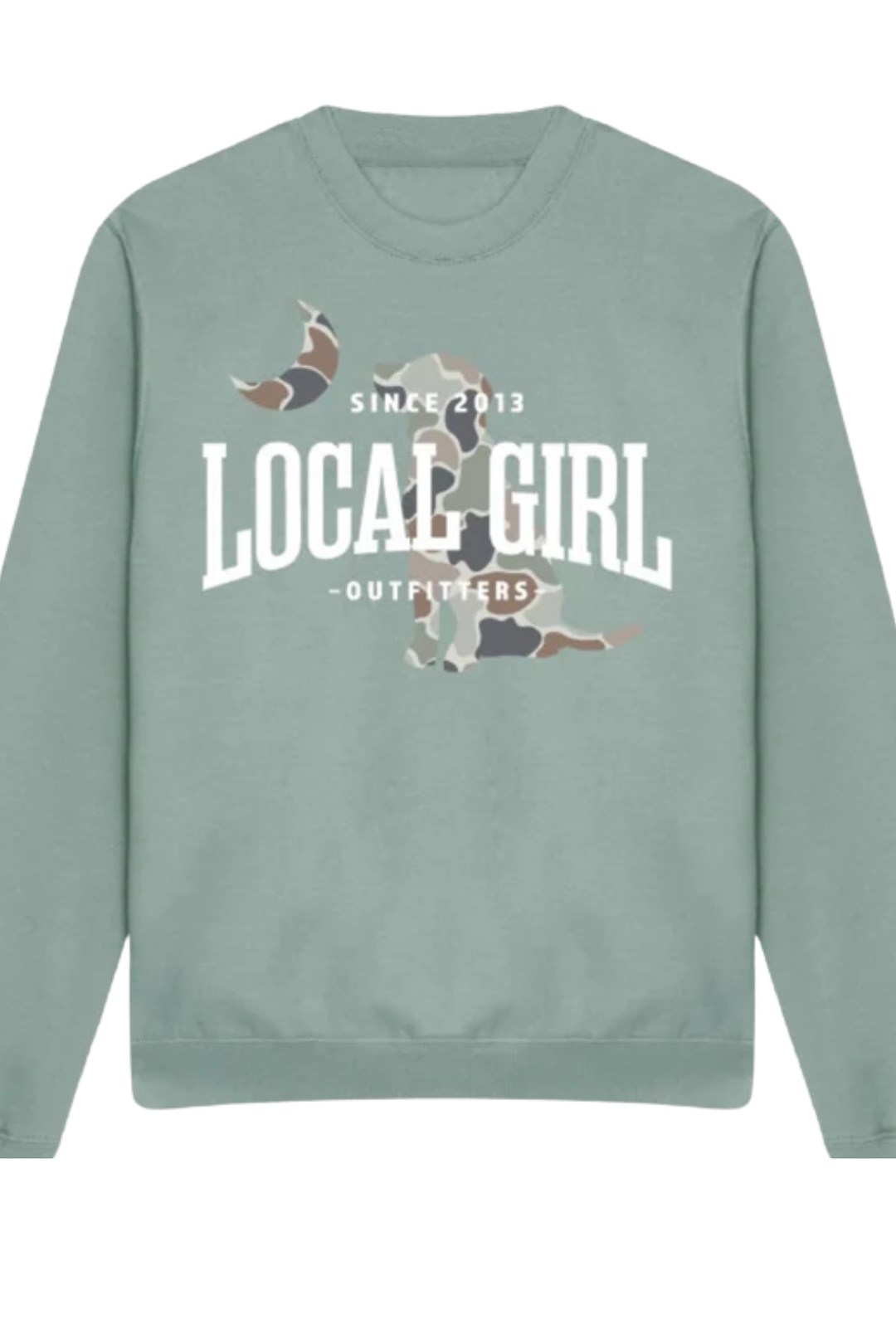 Embrace effortless style with this oversized crewneck featuring a distinctive Flora camo logo and "Local Girl" graphic across the front. Crafted in a soft dusty green, this relaxed-fit essential pairs seamlessly with everything from jeans to joggers. Perfect for layering or wearing solo, it's the go-to piece for anyone who values comfort without compromising on contemporary edge.&nbsp;