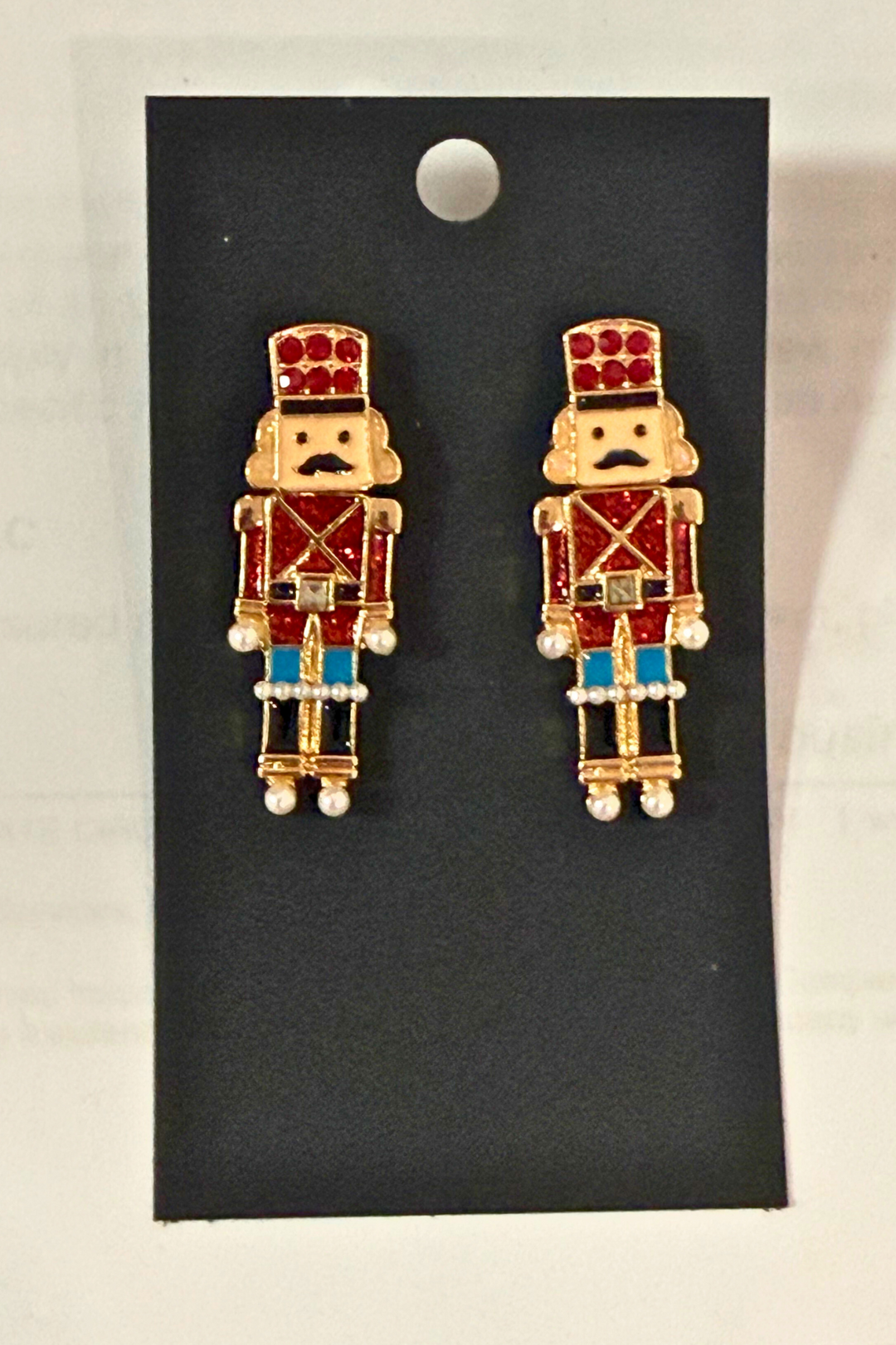 Pearl Trim Nutcracker Earrings. Featuring delicate pearl accents along a lightweight design