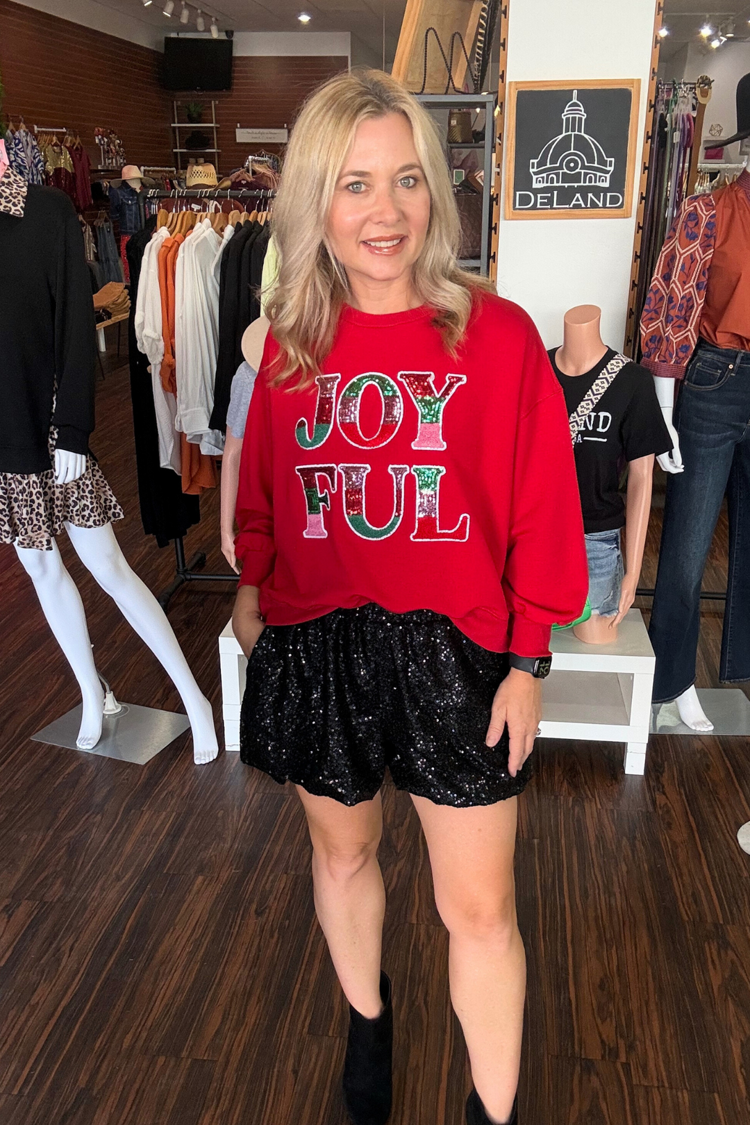 Sequin Bubble Shorts combine eye-catching sparkle with effortless comfort. Crafted from lightweight knit fabric, they feature a solid sequin design and an elastic waistband for a flexible fit. Fully lined and non-sheer. Convenient side pockets
