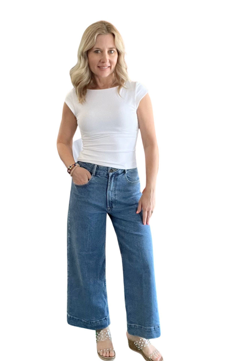 Dear John Denim Audrey Cropped Wide Leg Jeans