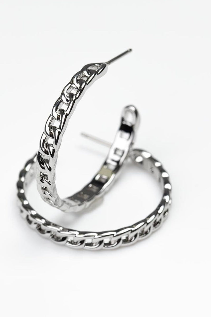 Michelle McDowell Medium Silver Hoop Earrings