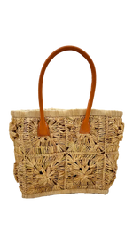 Marie Flower Crochet Straw Basket Bag