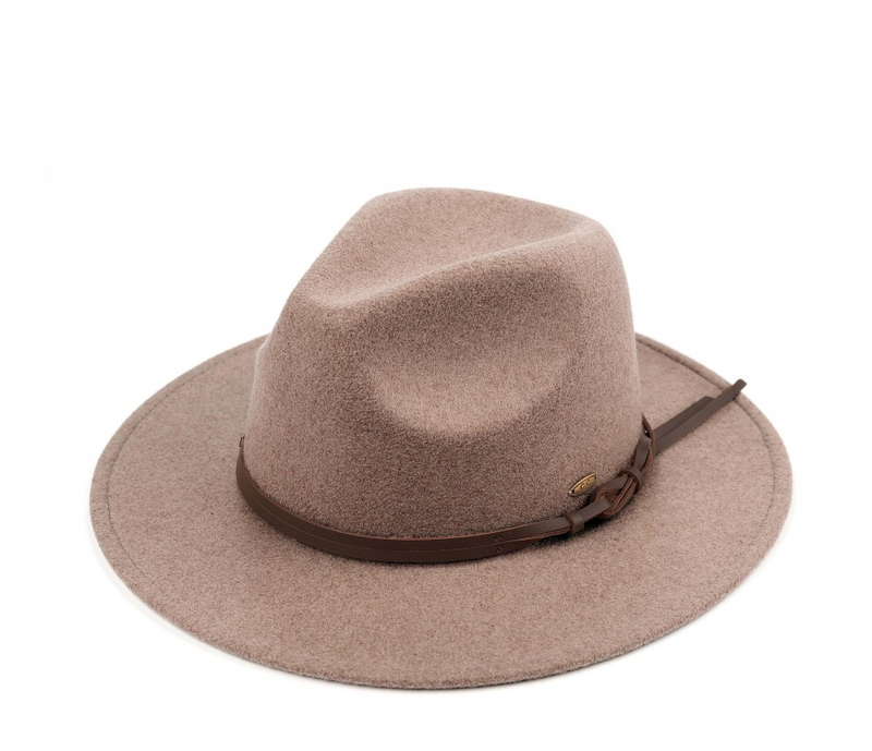 Felt Brim Hat with Leather Trim