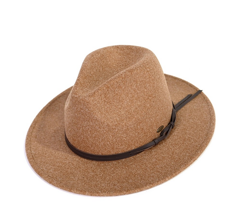 Felt Brim Hat with Leather Trim