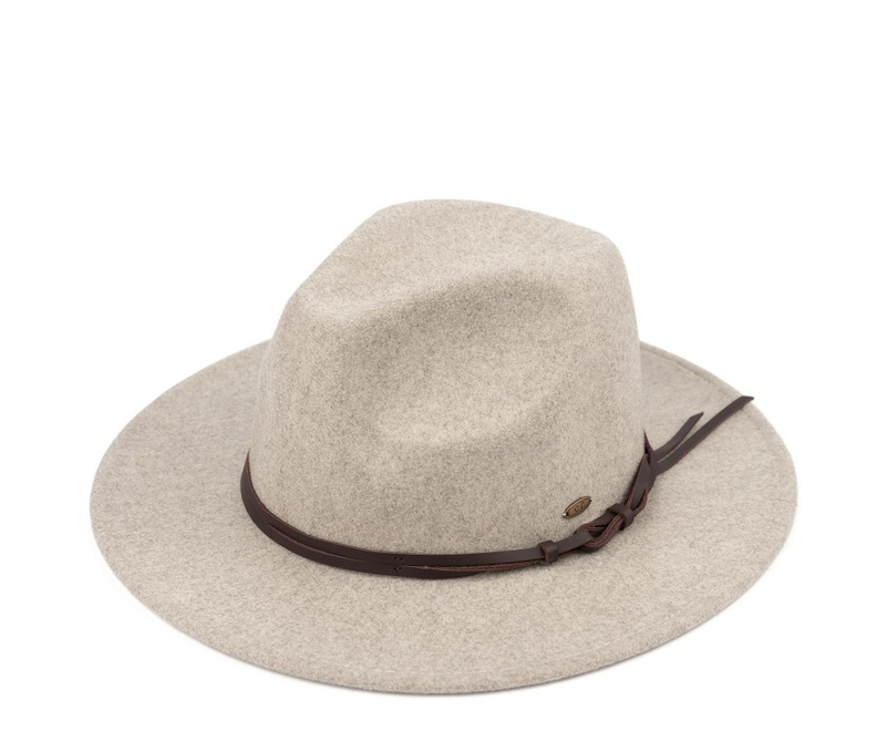 Felt Brim Hat with Leather Trim