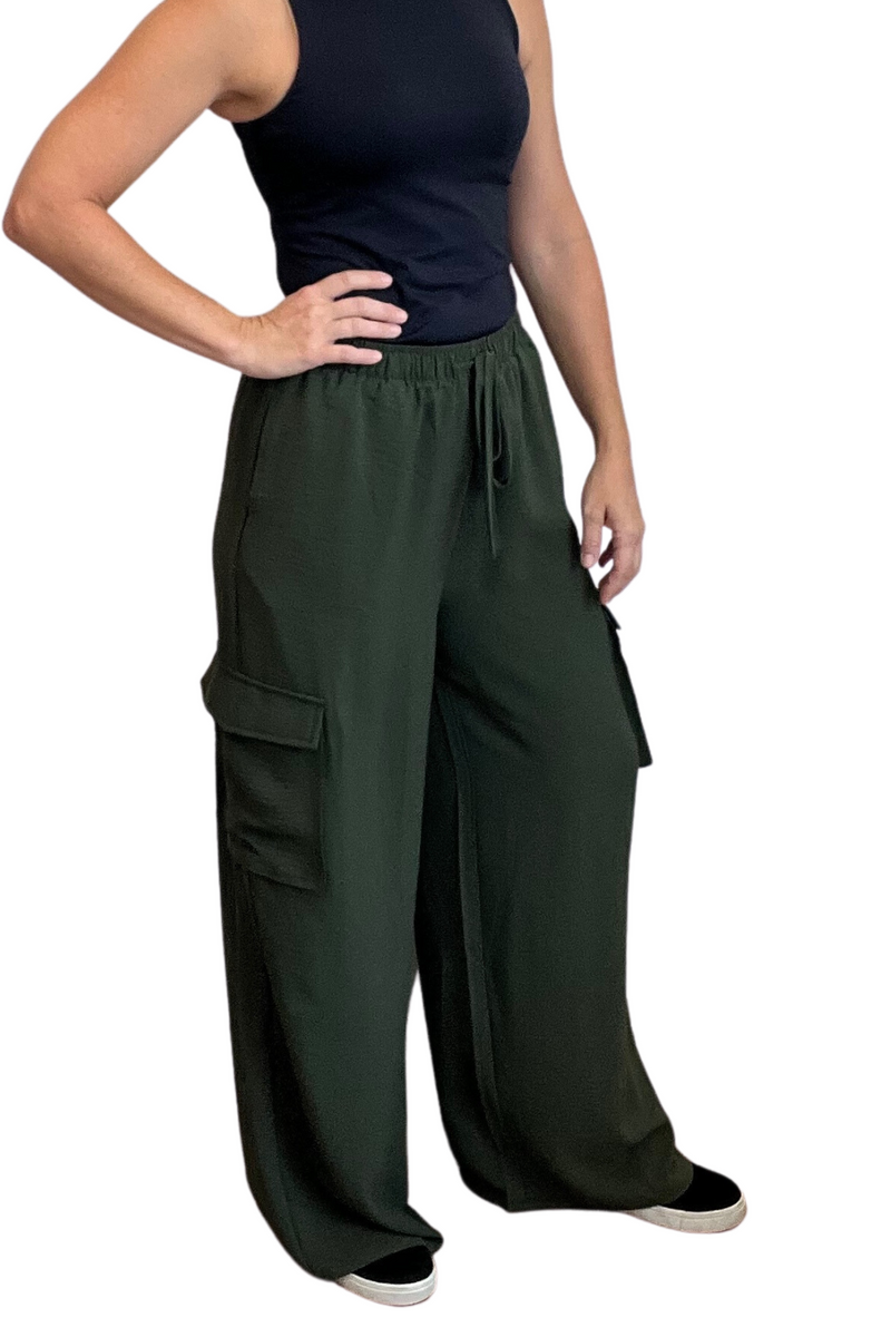 Drawstring Waist Utility Pants