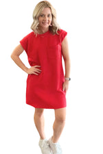 Textured Mini Dress with Front Pocket