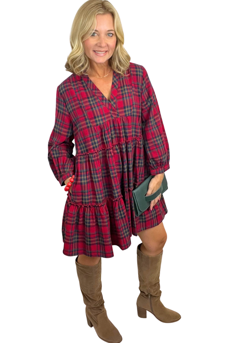 Red Plaid Mini Dress