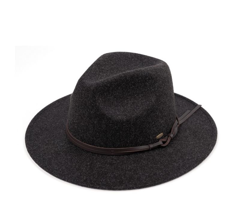 Felt Brim Hat with Leather Trim