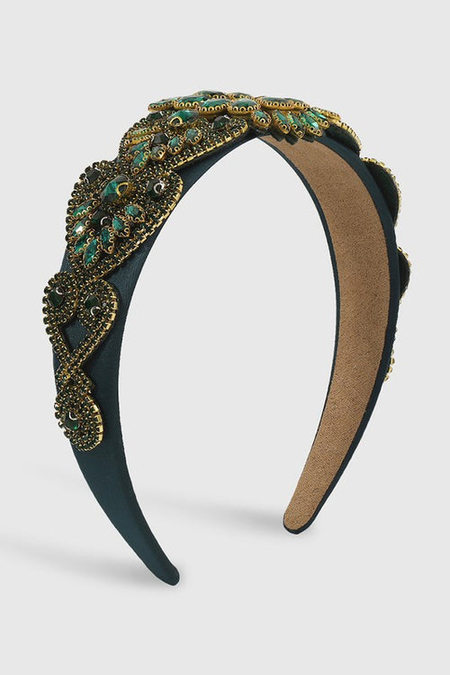 Baroque Crystal Flower Wide Headband