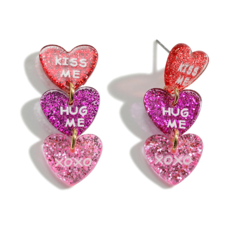 Glitter Sweetheart Drop Earrings