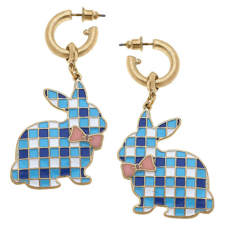 Enamel Bunny Drop Earrings