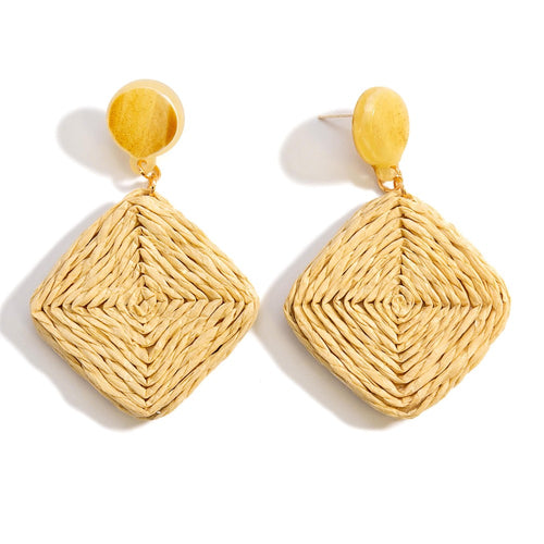 Basket Weave Raffia Drop Earrings