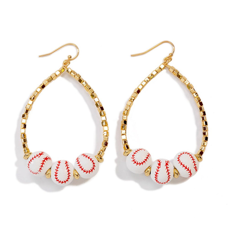 Square Beaded Baseball Earrings