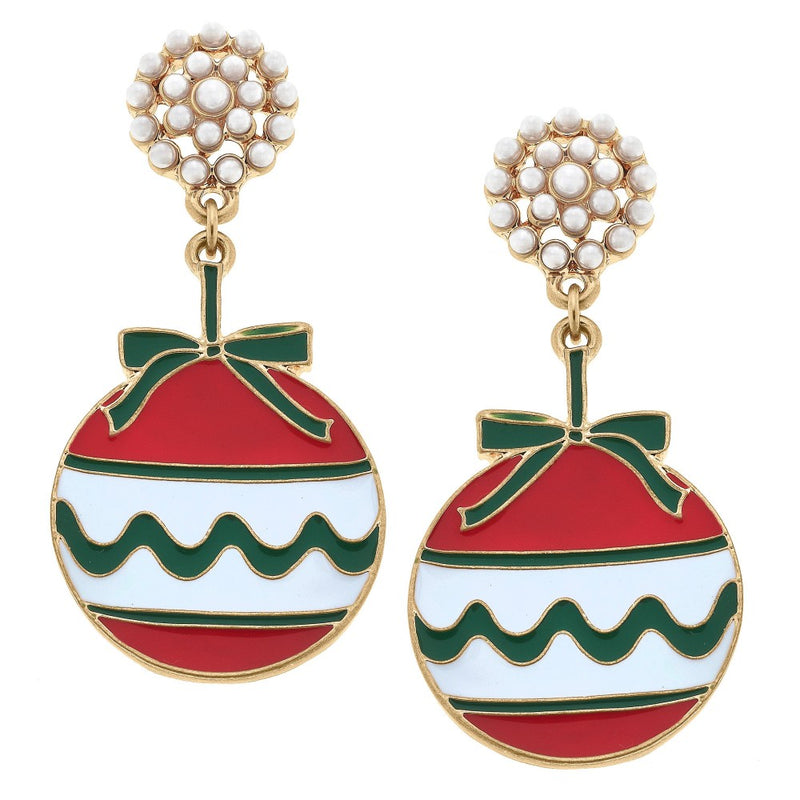 Pearl Christmas Ornament Earrings