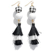 Tassel and Plaid Dangle Earrings