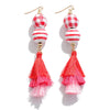 Tassel and Plaid Dangle Earrings