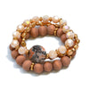 Set of 3 Bracelets with Wooden Beads and Semi-Precious Focal
