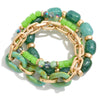 Gold Chain Link and Stone Bracelet Set