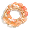 Gold Chain Link and Stone Bracelet Set