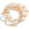 Gold Chain Link and Stone Bracelet Set