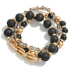 Gold Chain Link and Stone Bracelet Set