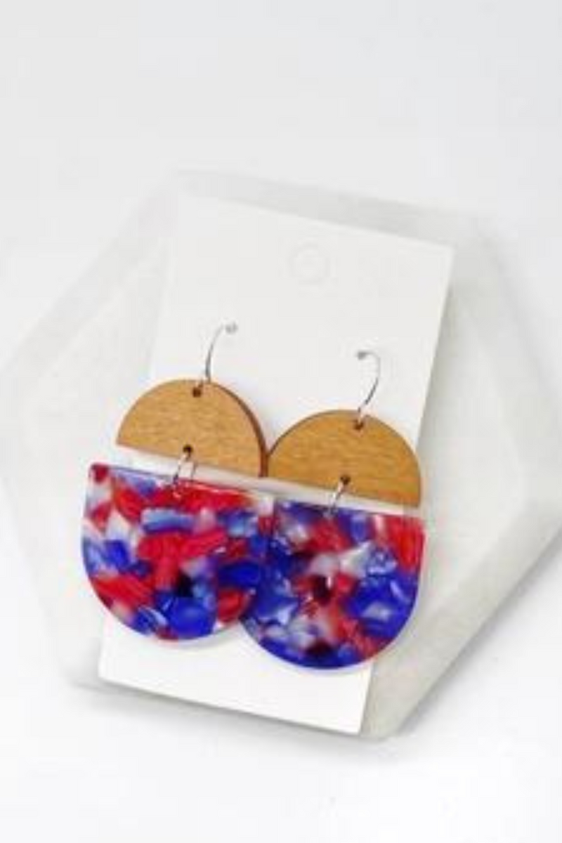 Patriotic Wood and Acrylic Earrings