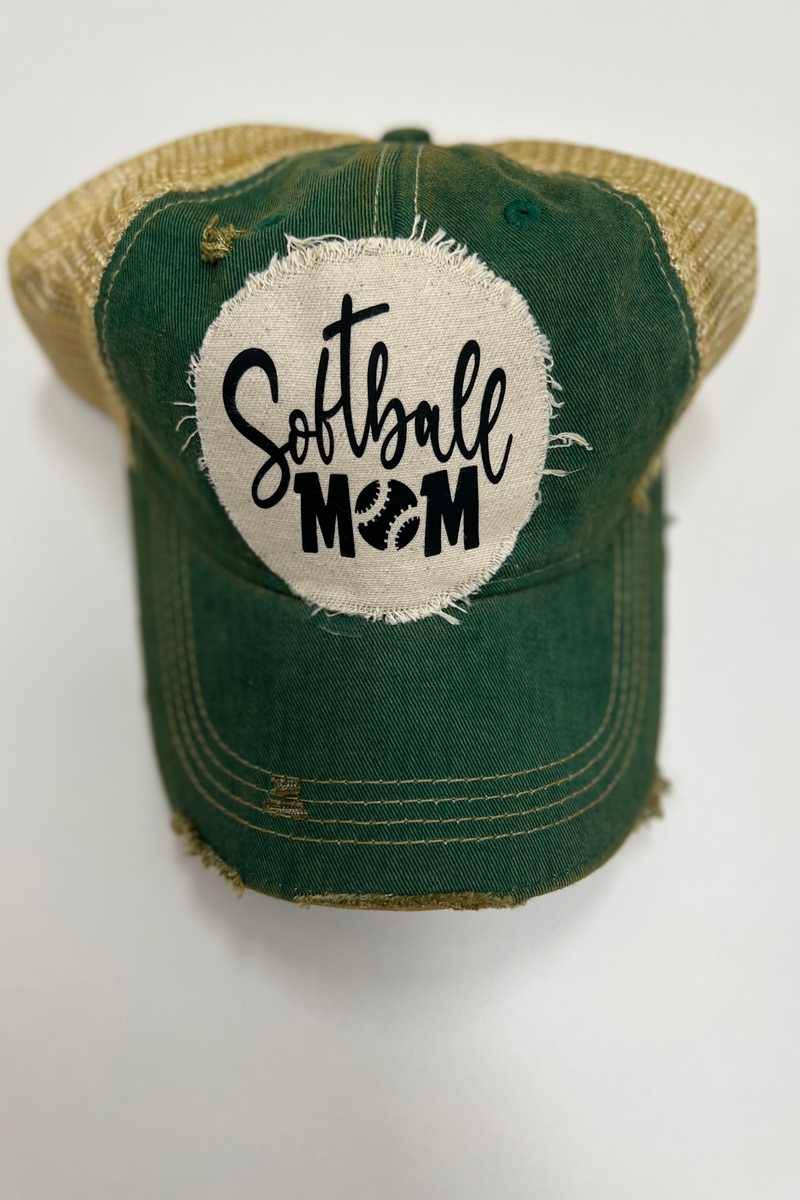 Distressed Softball Mom Hat