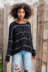 Wooden Ships Black and Silver Striped Sweater