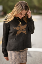 Wooden Ships Leopard Print Star Sweater