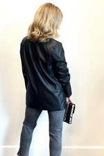 Black Faux Leather Blazer