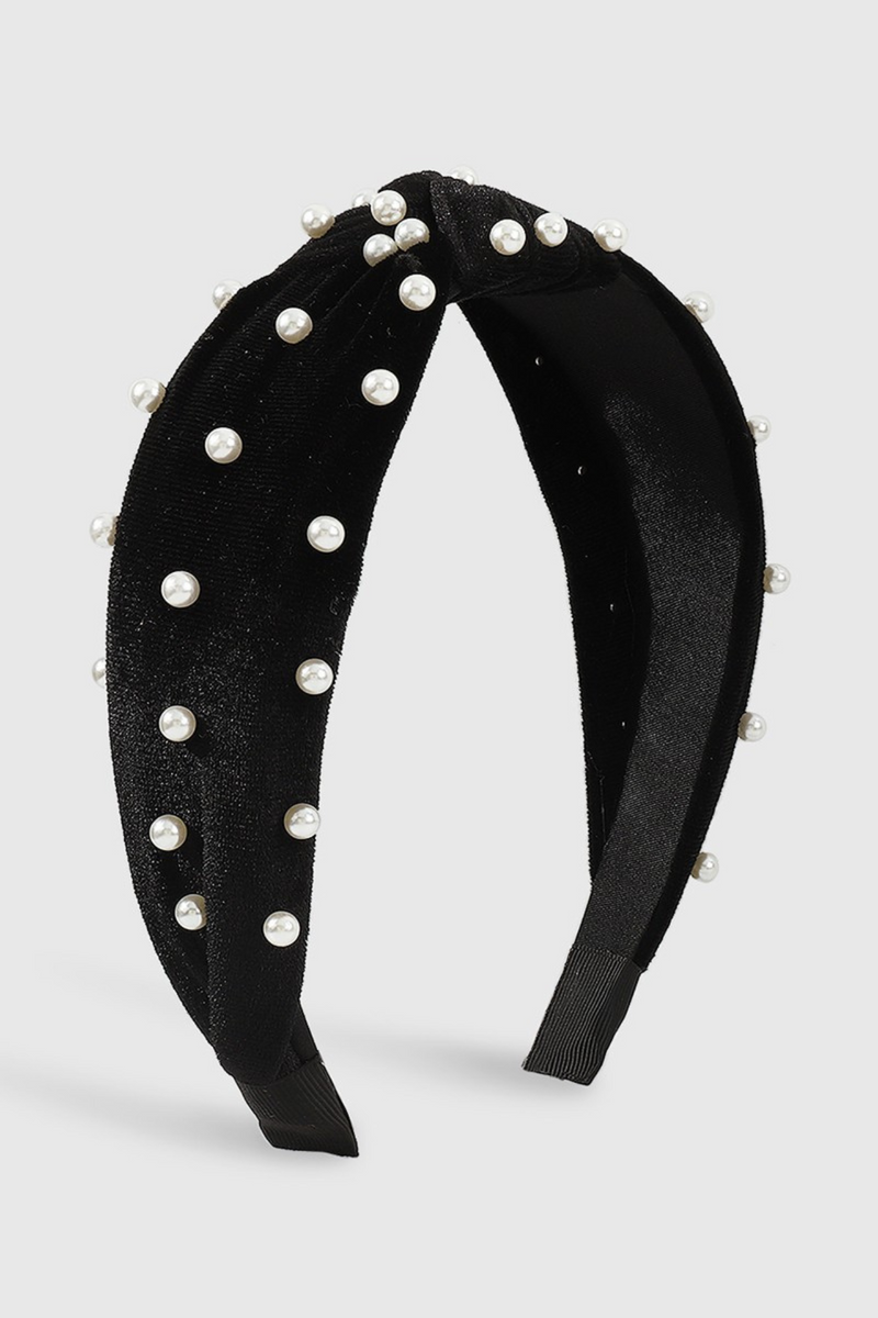 Velvet Headband with Pearl Detail