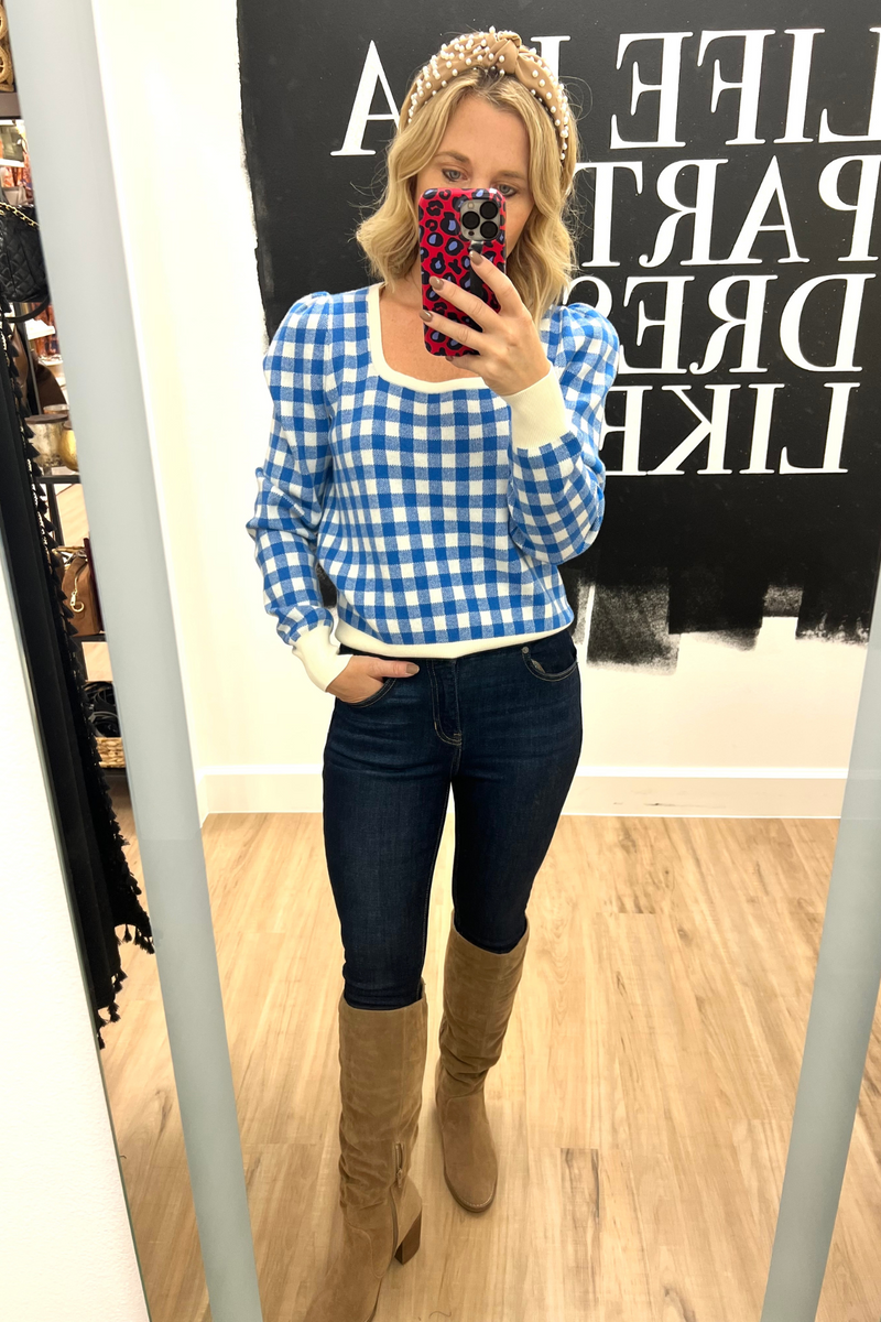 Sweet Gingham Sweater