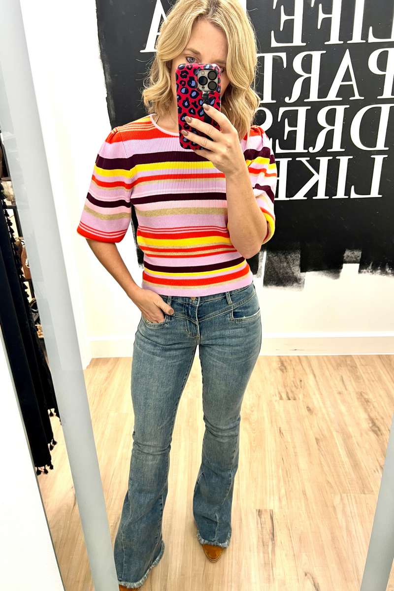 Multi Color Striped Knit Top