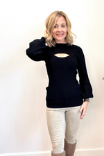 Black Ribbed Cutout Sweater