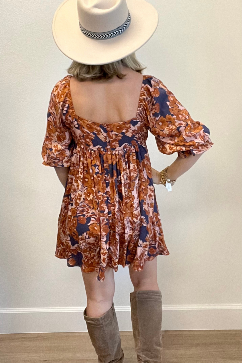 Navy Floral Mini Dress