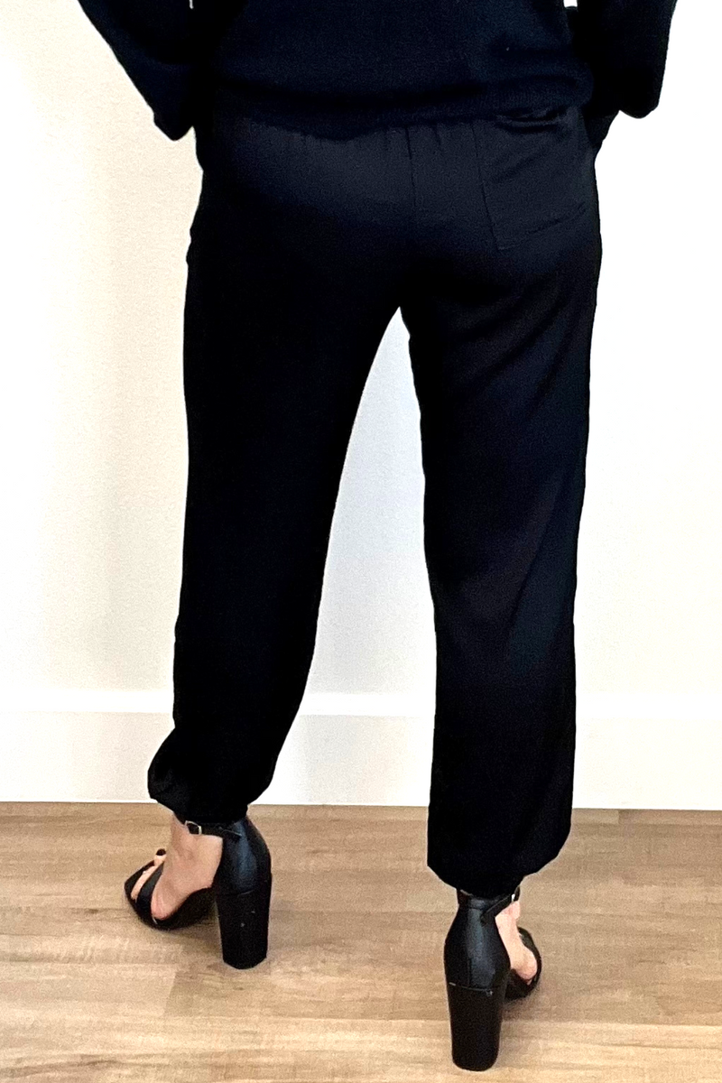 Black Satin Joggers