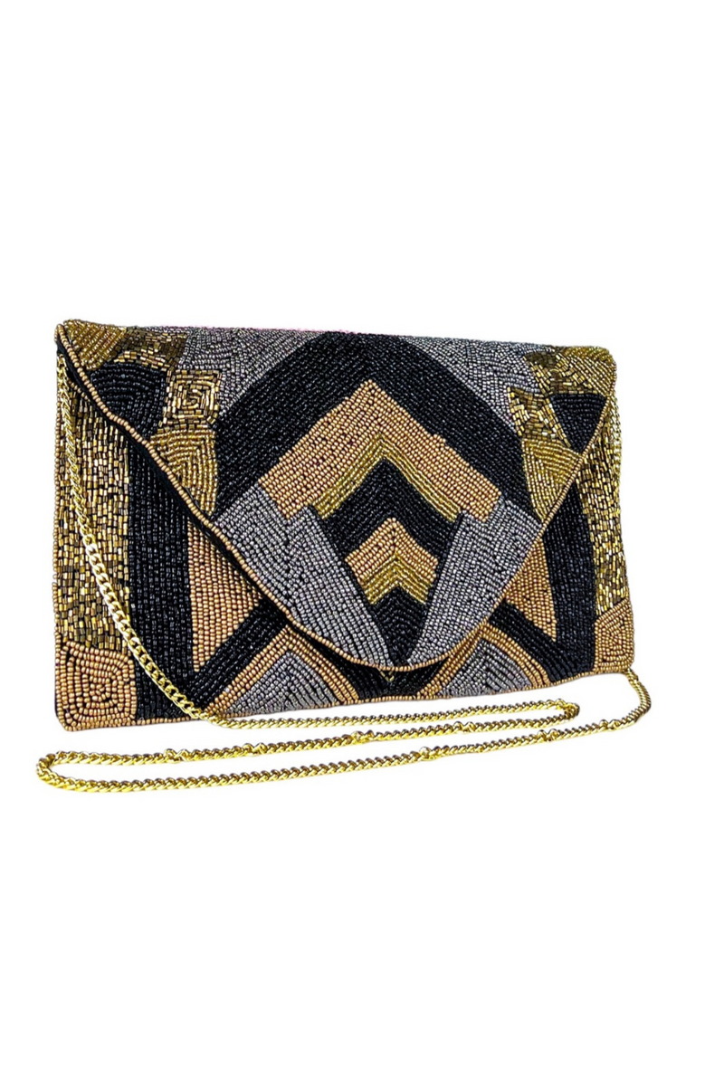 Maria Victoria Beaded Clutch with Cross body Chain