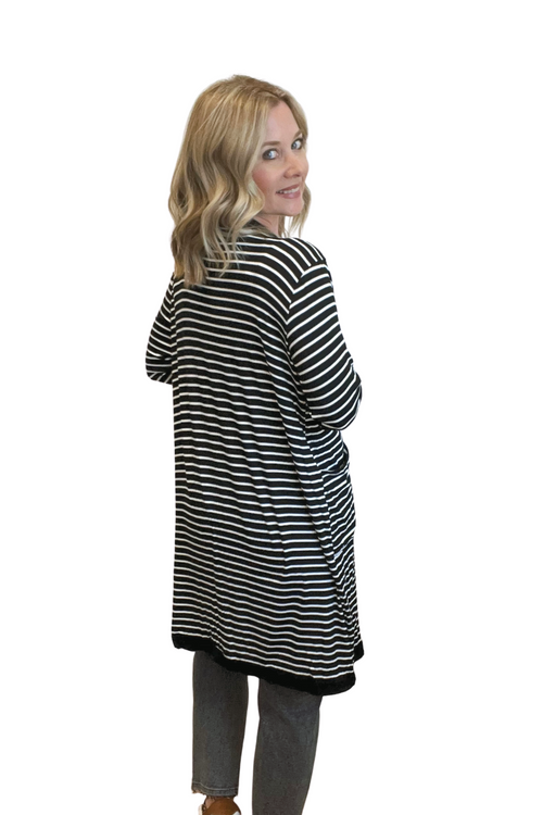 Black and White Striped Cardigan