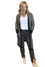 Black and White Striped Cardigan