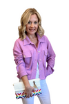 Waffle Knit Button Up Cropped Jacket