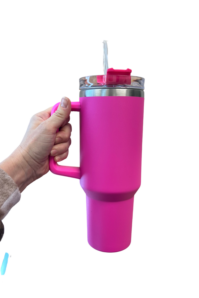 40 oz Tumbler with handle and straw