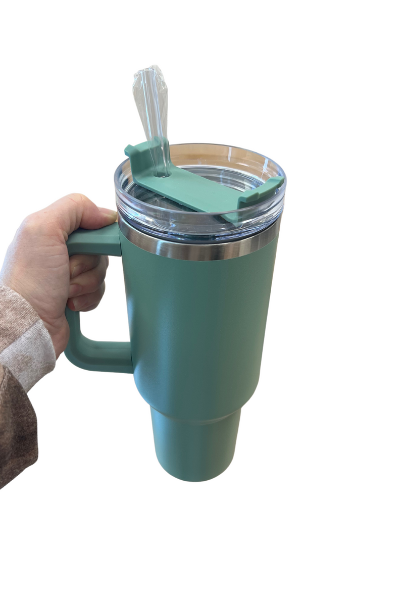 40 oz Tumbler with handle and straw
