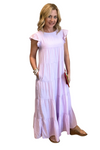 Tiered Lavender Maxi Dress with Tie Closure