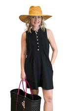 Black Sleeveless Button Down Cover Up