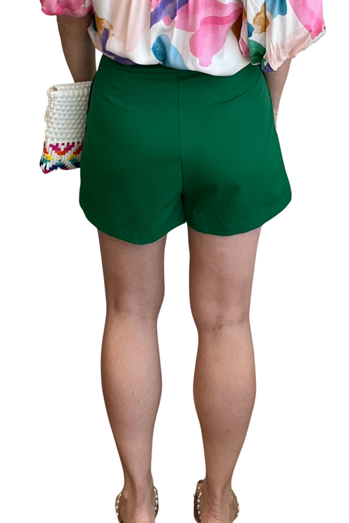 Kelly Green Belted Shorts
